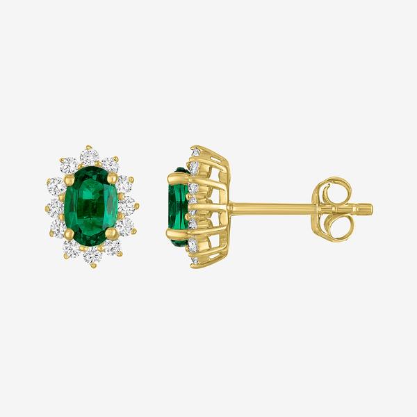 Nova Star® 1/3ctw. Lab Grown Diamond & Emerald Halo Stud Earrings