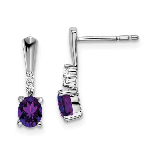 Gemstone Classics&#40;tm&#41; 14kt. White Gold Purple Amethyst Stud Earrings - image 