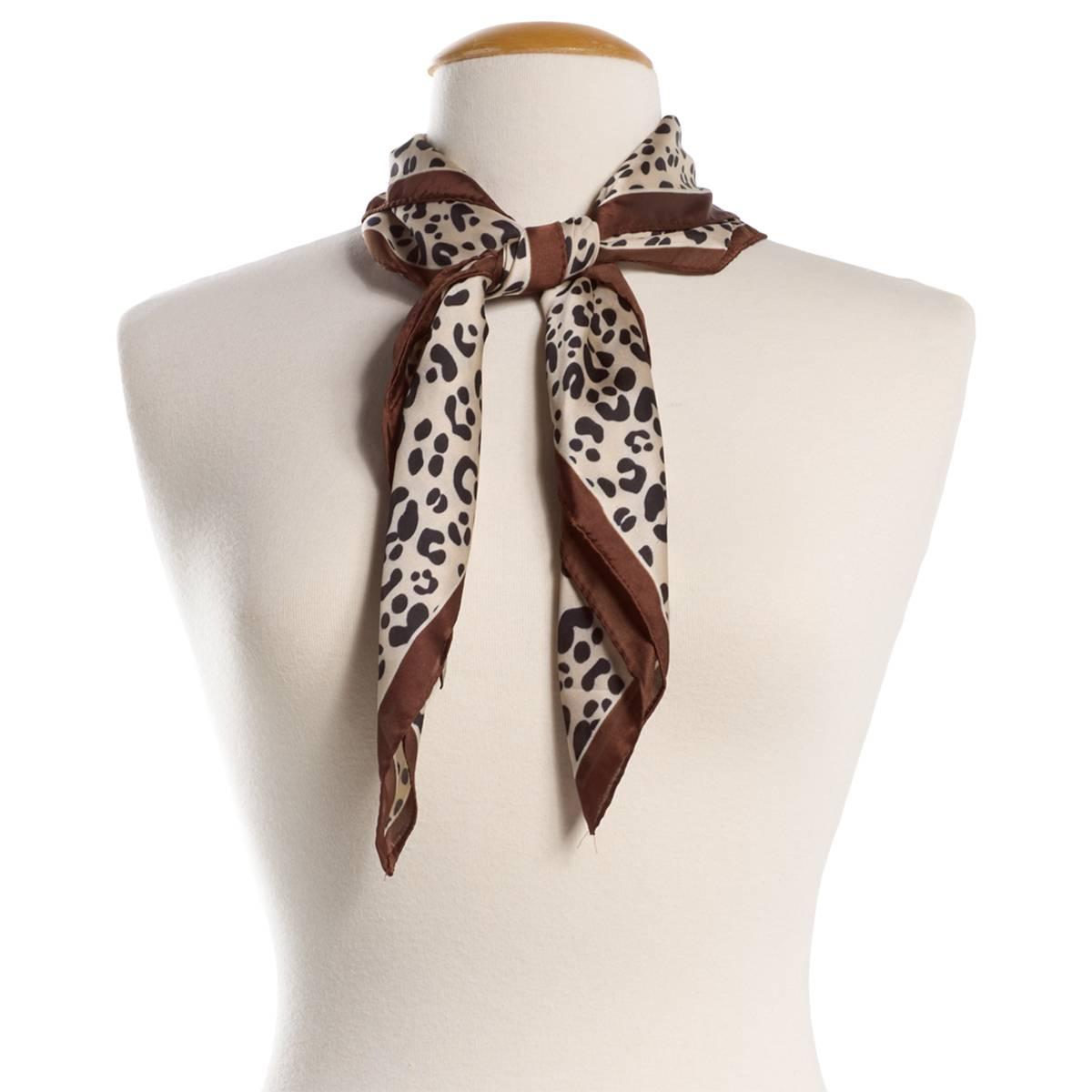 Womens Renshun Leopard Square Scarf