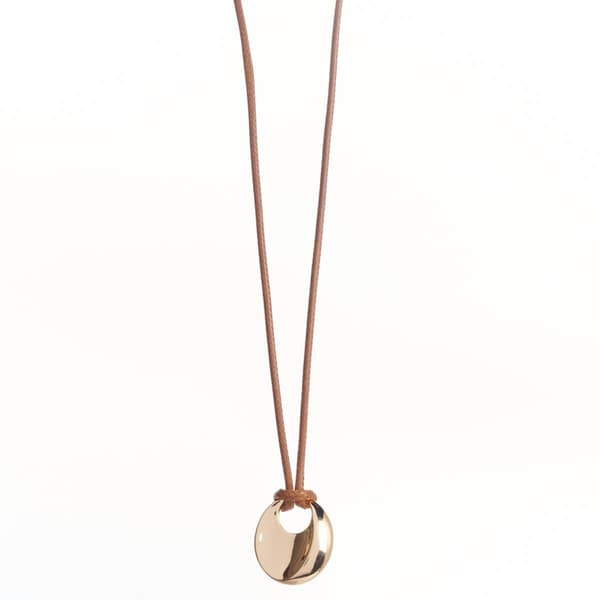 Design Collection Gold-Tone Brown Cord Pendant Necklace - image 