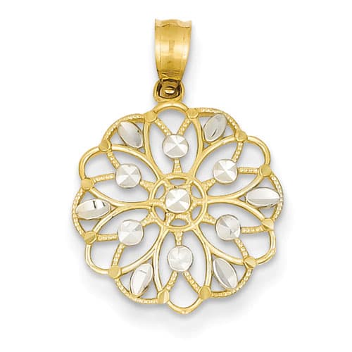 Gold Classics&#40;tm&#41; 14kt. Gold & Rhodium Round Charm - image 