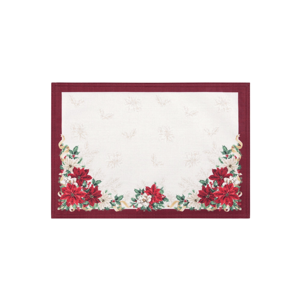 Threadmade Poinsettia Garlands Engineered Placemats - Set of 4