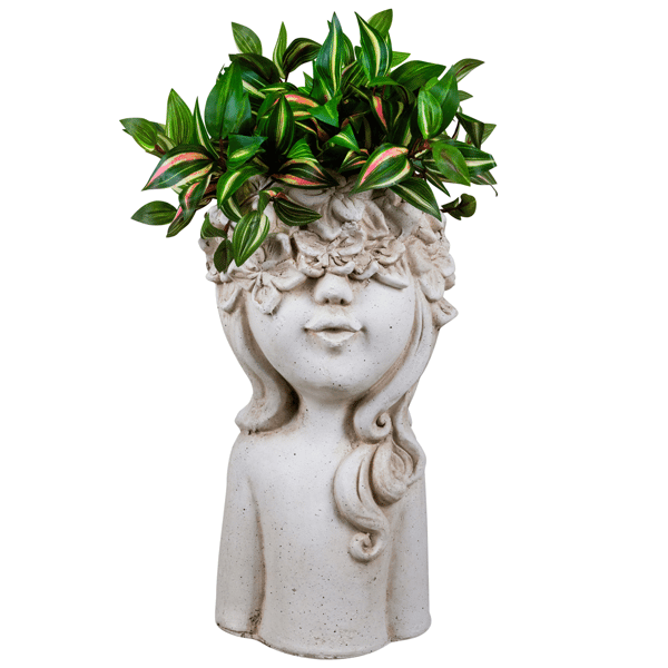 Northlight Lady Head with Flowers Outdoor Garden Planter