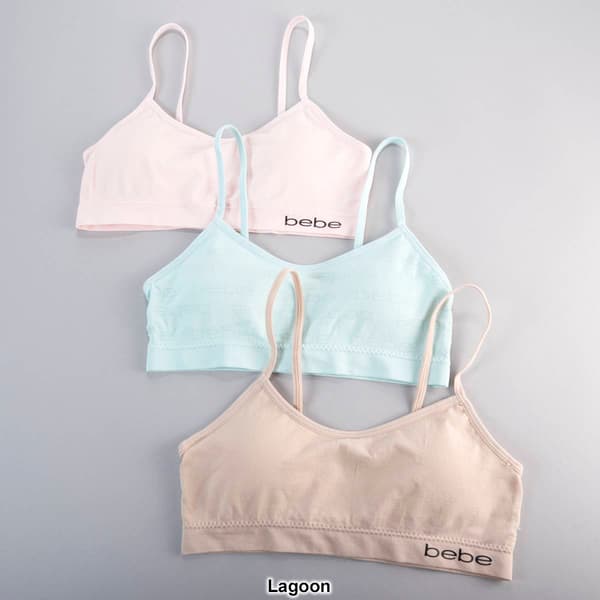 Girls Bebe 3pk. Seamless Jacquard Logo Bralette