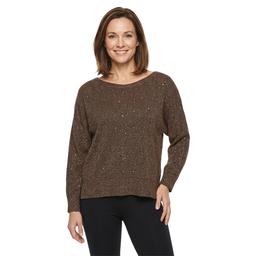 Womens Madison & Hudson Long Sleeve Metallic Sequin Sweater