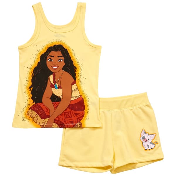 Girls (7-16) Disney Moana Rhinestone Tank Top & Shorts Set