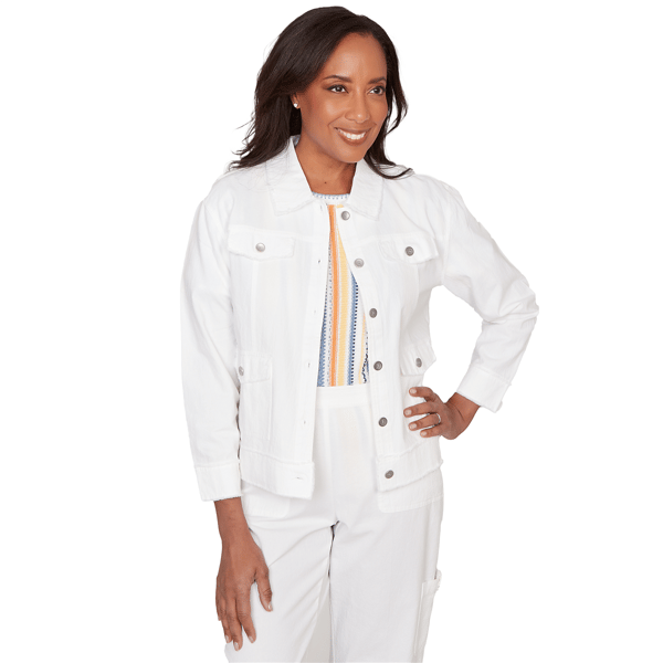 Petite Alfred Dunner Out Of The Blue Button Front Denim Jacket - image 