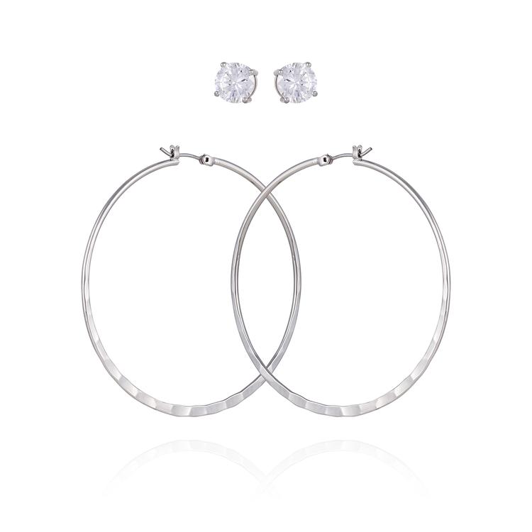 Guess 2pr. Hoop & Cubic Zirconia Stud Earrings