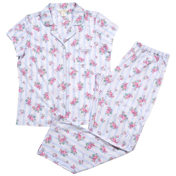 Womens Laura Ashley(R) Floral Bouquet Striped Long Leg Pajama Set