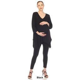 Plus Size White Mark Maternity Empire Waist V-Neck Tunic Top