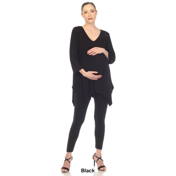 Plus Size White Mark Maternity Empire Waist V-Neck Tunic Top