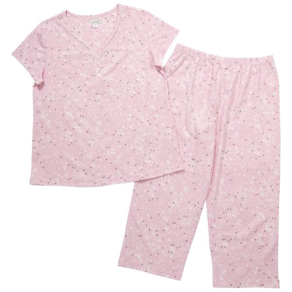 Womens Celestial Dreams Short Sleeve Scattered Floral Pajama Set - image 