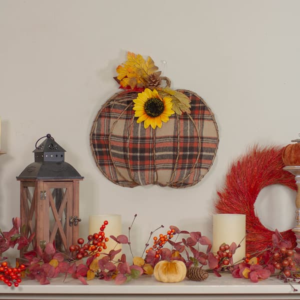 Northlight Seasonal 14in. Plaid Fall Pumpkin Wall Décor