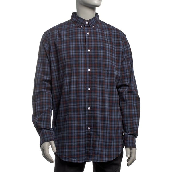 Mens Big & Tall Chaps Stretch Plaid Button Down Shirt - Navy - image 