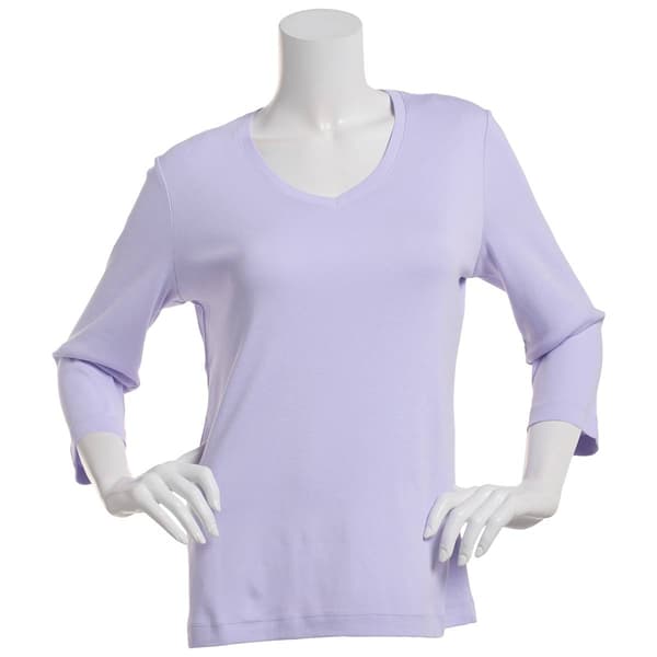 Womens Preswick & Moore&#174; 3/4 Sleeve V-Neck Solid Tee