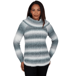 Womens Hearts of Palm Silver Linings Ombre Stripe Sweater