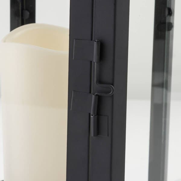Alpine Black Hexagonal Candlelit Lantern w/ Warm White LEDs
