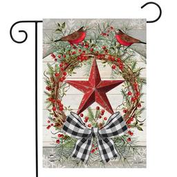 Briarwood Lane Berry Wreath Barn Star Garden Flag