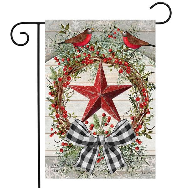 Briarwood Lane Berry Wreath Barn Star Garden Flag - image 