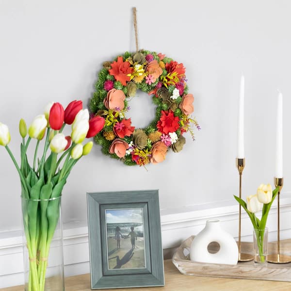 Northlight Seasonal Artificial Wooden Mixed Floral Spring Wreath
