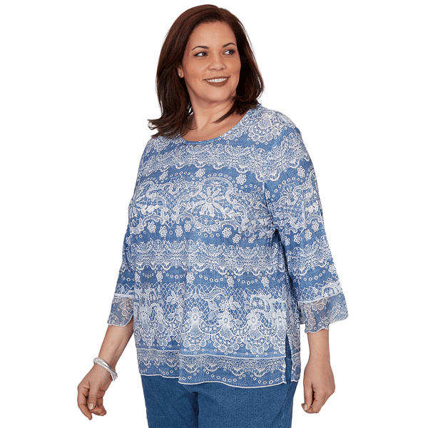 Plus Size Alfred Dunner Camden Market Embroidered Lace Blouse