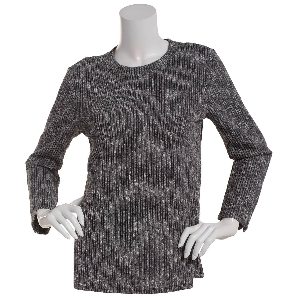 Petite NY Collection Long Sleeve Button Back Knit Tee