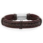 Mens Genuine Brown Leather Inlay Bracelet - image 1