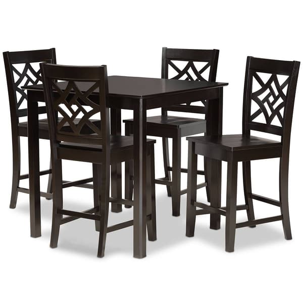 Baxton Studio Nicolette Dark Brown Finished Wood 5pc. Pub Set - image 