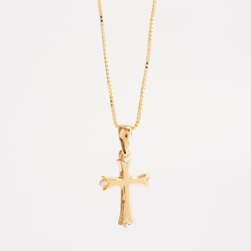 14kt. Gold Over Sterling Silver Gothic Cross Necklace