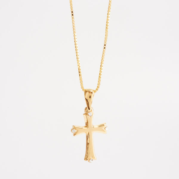 14kt. Gold Over Sterling Silver Gothic Cross Necklace - image 