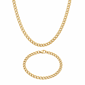 Mens Iron Saints 6mm Cuban Link 18kt. Gold-Plating Necklace Set - image 1