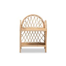 Baxton Studio Hammond Bohemian Rattan 2-Tier Display Shelf