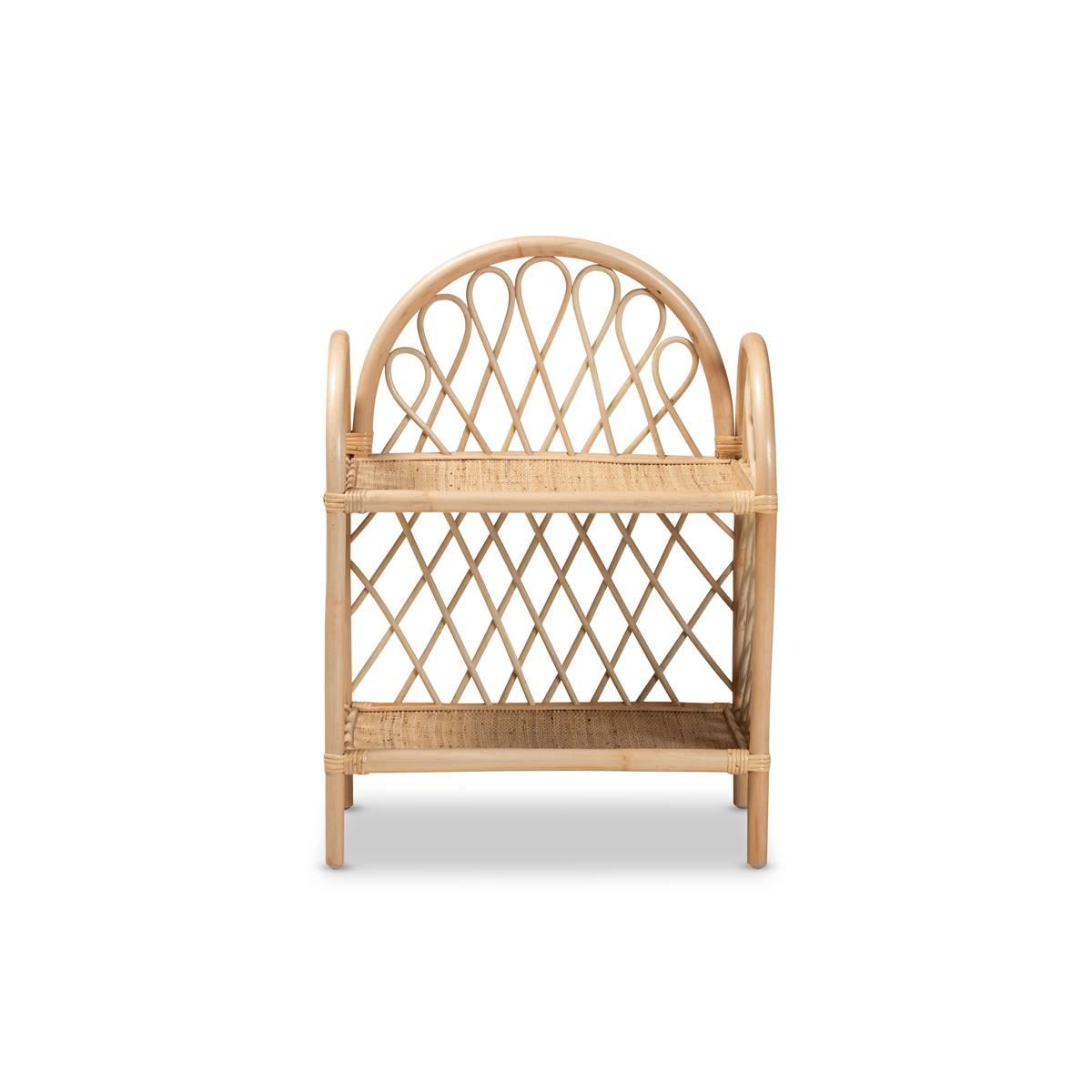 Baxton Studio Hammond Bohemian Rattan 2-Tier Display Shelf