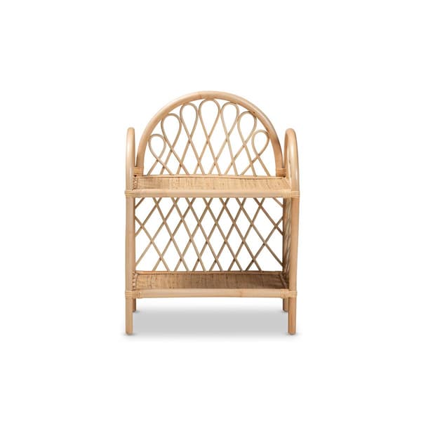 Baxton Studio Hammond Bohemian Rattan 2-Tier Display Shelf