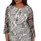 Petite Alfred Dunner Detail Driven 3/4 Sleeve Abstract Blouse - image 5