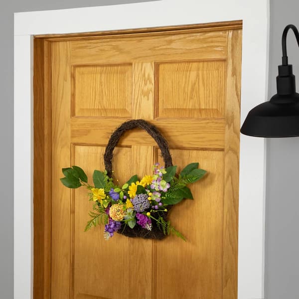 Northlight Seasonal Mixed Wildflowers Spring Basket Wall Décor