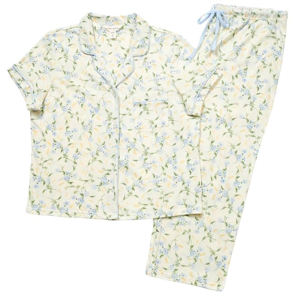 Womens Laura Ashley® Short Sleeve Floral Boxy Capris Pajama Set - image 