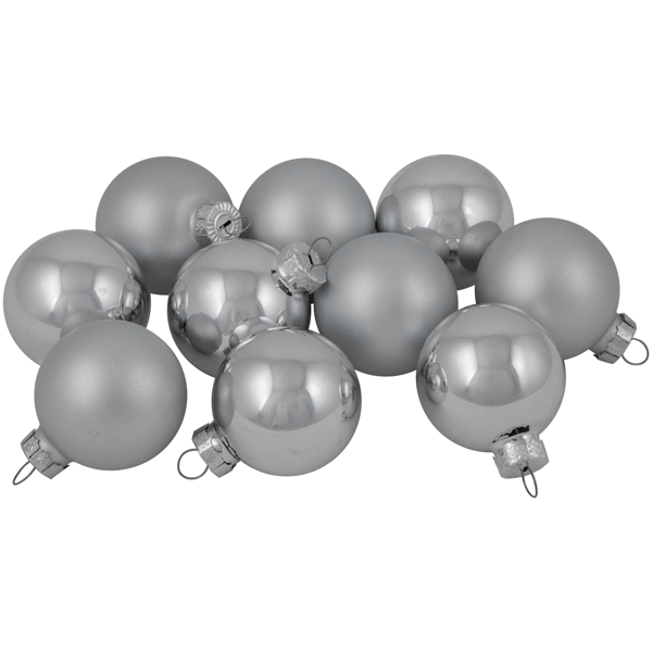 Northlight 10ct. Silver Shiny & Matte Glass Christmas Ornaments