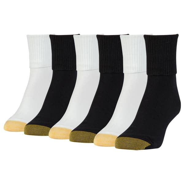 Womens Gold Toe(R) 6pk. Turn-Cuff Quarter Socks