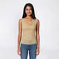 Juniors Pink Rose Print Mesh Cowl Neck Ruch Tank Top - image 1