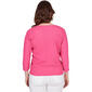 Womens Ruby Rd. Bright Blooms Solid Pucker Tie Front Tee - image 2