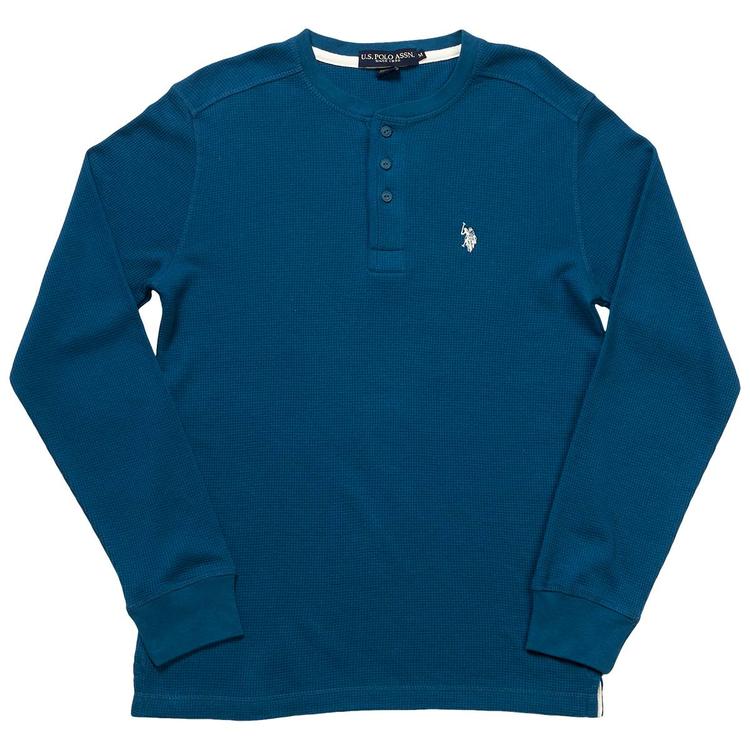 Mens U.S. Polo Assn.® Solid Thermal 3 Button Henley