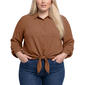Plus Size NY Collection long Sleeve Airflow BF Tie Front Shirt - image 1