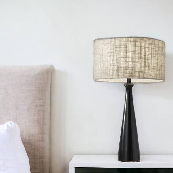 HomeRoots 22in. Black Metal Geo Table Lamp