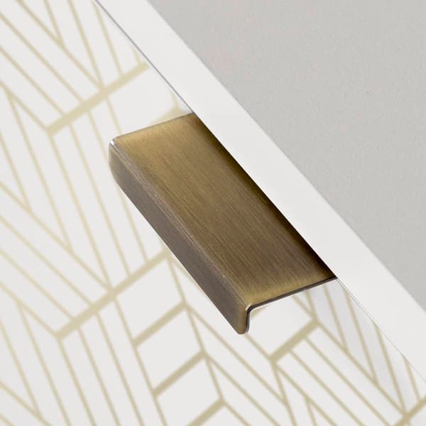 South Shore Maliza White & Gold Geometric Storage Cabinet