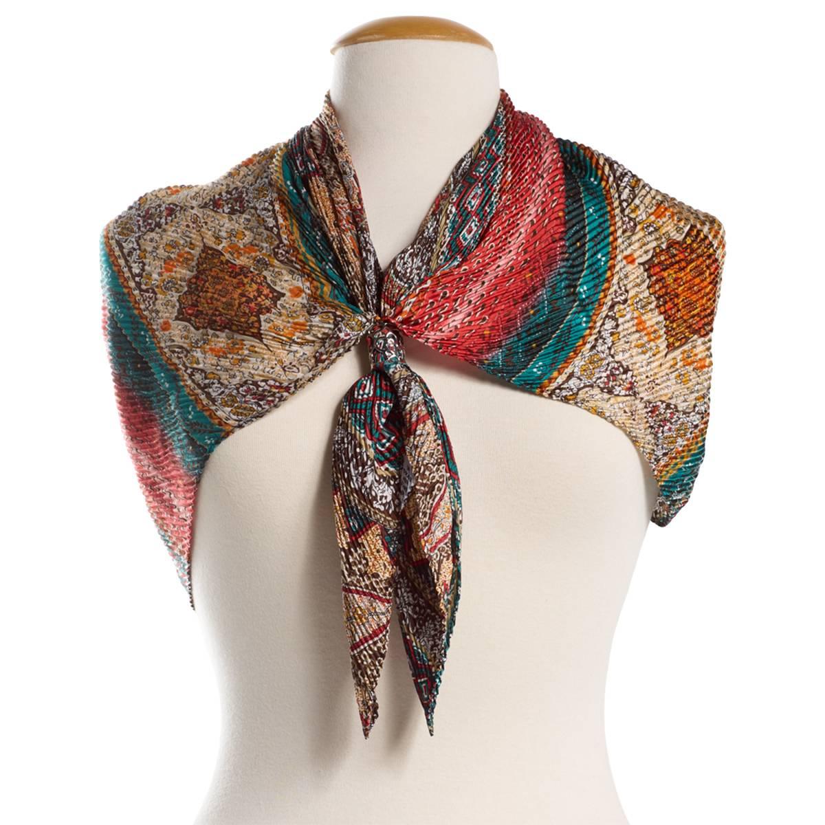 Womens Jessica McClintock Boho Mix Scarf with Silver Ring