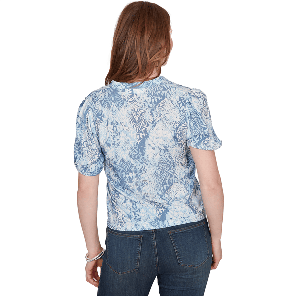 Petite Skye’s the Limit Sunny Blue Skies Tie Dye Leaf Blouse