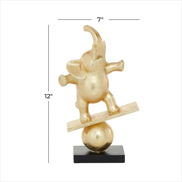 9th &amp; Pike® Gold Coastal Elephant Balancing on Ball Sculpture