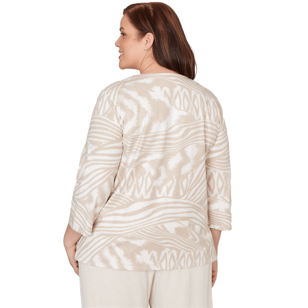 Plus Size Alfred Dunner Natural Wonder Abstract Keyhole Blouse