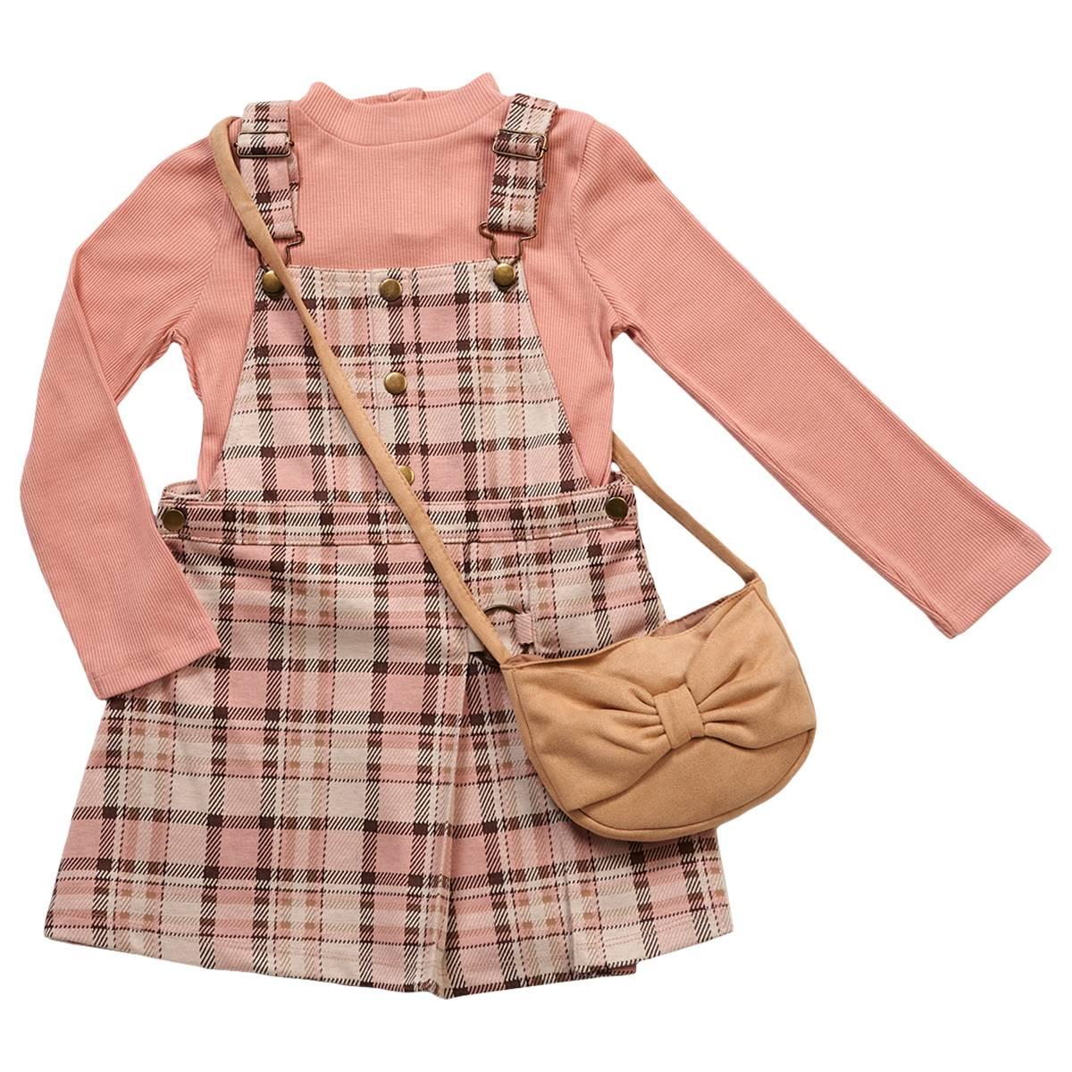 Girls (4-6x) Little Lass® 2pc. Plaid Jumper w/ Top & Purse